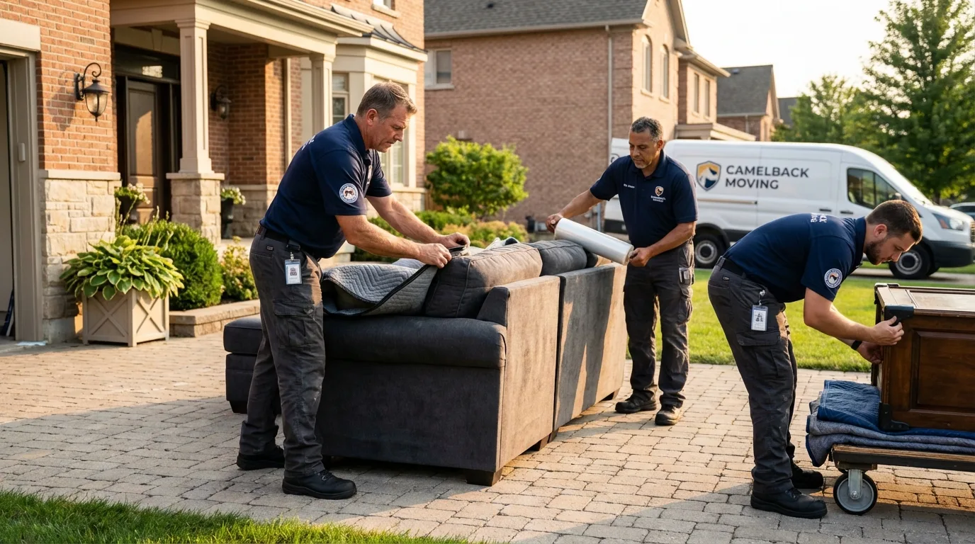 Large estate moving crew wrapping furniture in Sherwood, OR