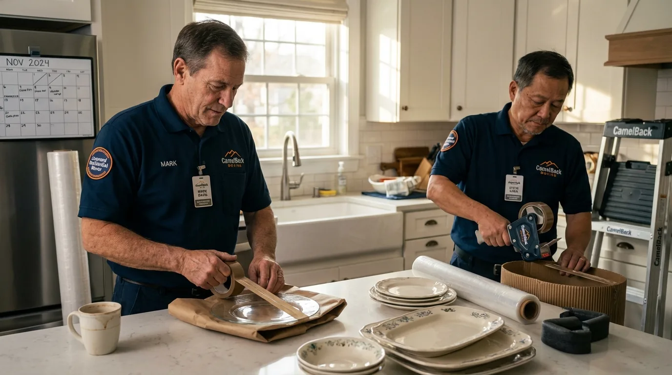 Professional crew packing kitchen dishware in Sherwood, OR
