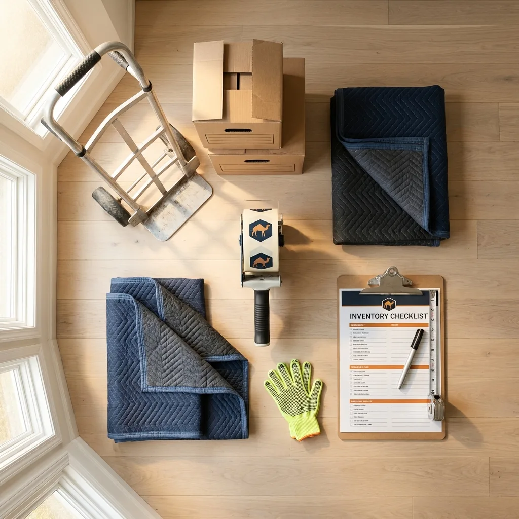 Professional moving supplies and packing materials layout for Sherwood residential relocations